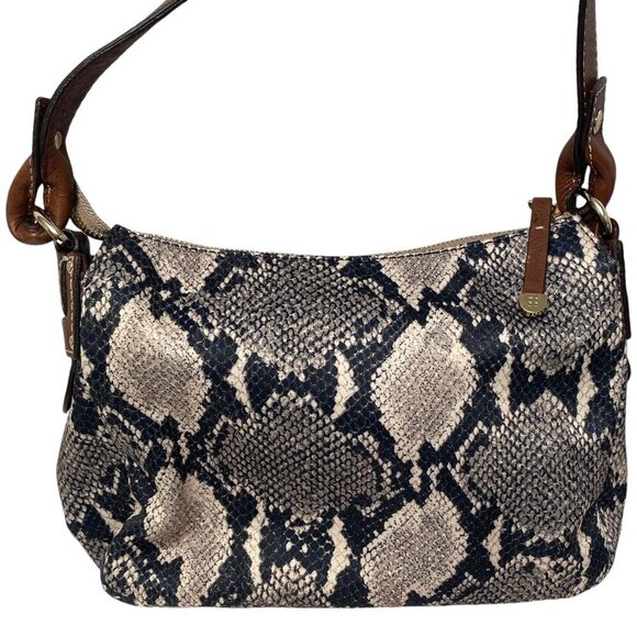KATE SPADE Handbag Python Sateen Brown Leather Trim Shoulder Hobo Bag - Picture 3 of 16